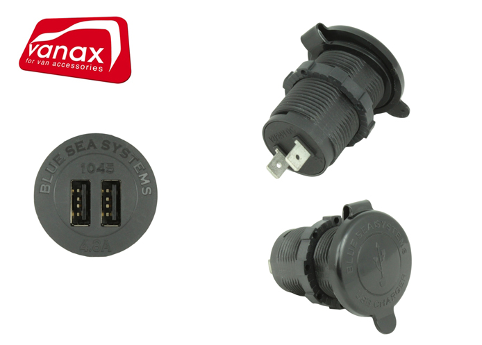 (image for) Blue Sea Systems Twin Port Fast Charge USB Socket (5V, 4.8A)