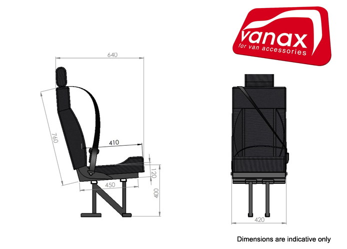 (image for) Semi high back double, fixed headrest, 3pt belt, M1/N1 Tested