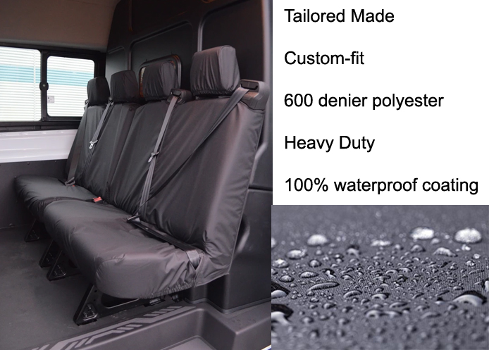 (image for) DCIV Tailored - Rear 2 x Double Passenger Seat Covers - Black