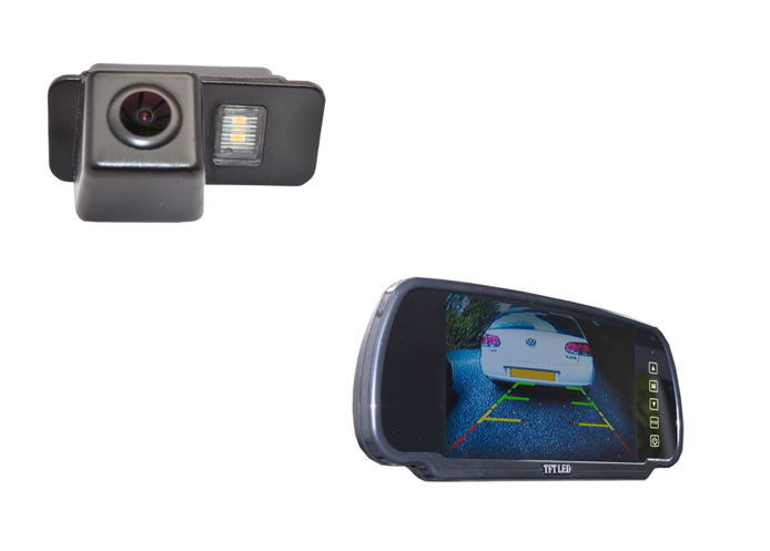 (image for) Number plate light replacement camera and mirror mounted monitor