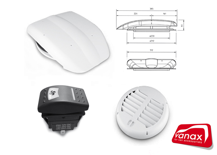 Le Mans Electric Vent - white - with louvre vent grille (image for) Le Mans Electric Vent - white - with louvre vent grille