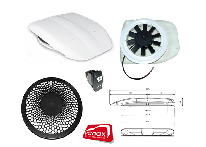 (image for) Le Mans Electric Vent - white - with plastic mesh vent grille