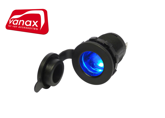 (image for) Panel Mount Cigar Lighter Power Socket Blue LED - 12/24V 20A Max