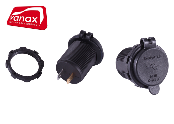 (image for) Twin Port Fast Charge USB Power Socket With Blue LED (5V, 4.8A)